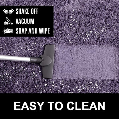 LOCHAS Ultra Soft Indoor Modern Area Rugs Fluffy Living Room Carpets for Children Bedroom Home Decor Nursery Rug 4x5.3 Feet,Grey Purple