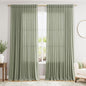 Sage Green Large Window Curtains Light Filtering Semi Sheer Privacy Linen Textured Curtain for Patio Sliding Glass Door Extra Wide Rustic Farmhouse Drapes for Living Room Bedroom Sunroom 100x90 Inch