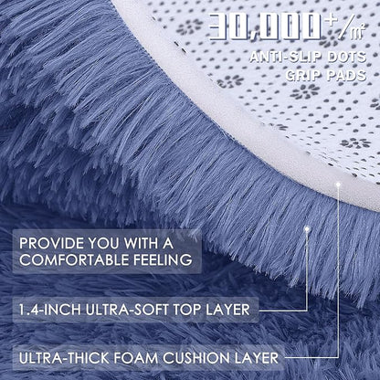 OLANLY 5x7 Machine Washable Large Area Rugs for Living Room, Bedroom, Soft Fluffy Shaggy Bedside Rug, Indoor Floor Carpet for Kids Girls and Boys, Dorms, Nursery, Home Decor Aesthetic, Denim Blue