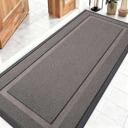 OLANLY Front Door Mat Indoor Outdoor Entrance, Waterproof All-Season, All-Weather Doormat, Sturdy Natural Rubber, Low Profile, Easy Clean Patio Porch Entryway Mat, 59x23, Taupe