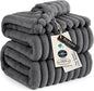 Bedsure GentleSoft Frost Gray Fleece Blanket for Couch - Cozy Soft Blankets for Women, Cute Small Throws for Girls, 90x90 Inches
