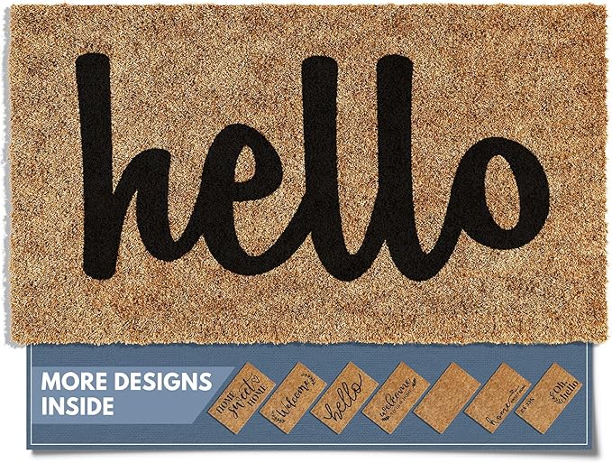 Barnyard Designs Doormat Welcome Mat for Outdoors, Large Front Door Entrance Mat, Brown (Thick Hello, 30x17)