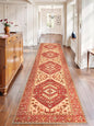 SERISSA Runner Rug for Hallways, 2'6"x12' Washable Non Slip Kitchen Runner Rug, Extra Long Boho Rug Ultra Soft Vintage Red Print Floor Carpet for Bedroom Hallway Entryway Bathroom Laundry Room