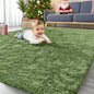 OLANLY Area Rugs for Living Room Bedroom, Machine Washable 4x5.9 ft Soft Fluffy Shaggy Bedside Rug, Indoor Floor Carpet for Kids Girls and Boys, Dorms, Nursery Rooms, Home Decor Aesthetic, Green