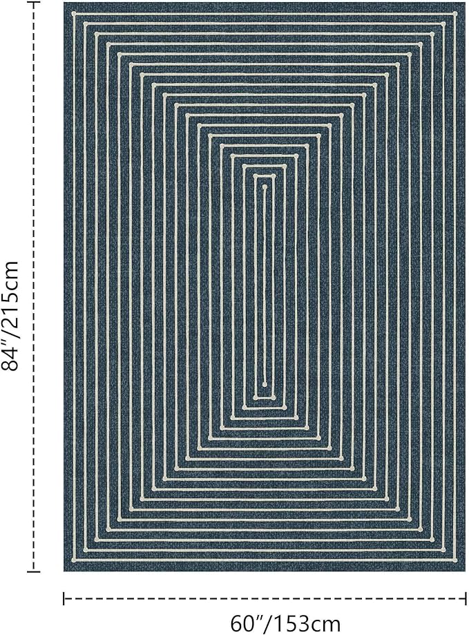 Latte&Fog 5x7 Area Rugs for Living Room Bedroom, Blue Modern Abstract Washable Rug, Boho Non Slip Low Pile Carpet for Indoor Dining Room, Dorm, Classroom, College Dorm, Farmhouse and Kids Room - Blue