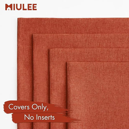 MIULEE Pack of 4 Decorative Burnt Orange Throw Pillow Covers Linen Waterproof Pillow Covers Outdoor Farmhouse Cushion Cases for Patio Garden Tent Balcony Couch Sofa 18x18 inch