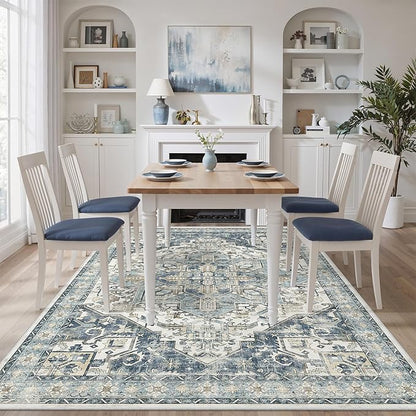 zesthome Area Rugs 6x9, Large Rugs for Living Room, Stain Resistant Washable Rug, Rugs for Bedroom with Non Slip Backing, Ultra-Thin Vintage 6x9 Area Rug