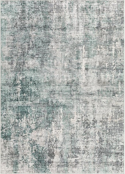 UERMEI 10x12 Area Rug Living Room Rugs - Washable Neutral Modern Abstract Soft Thin Large Rug Indoor Floor No Slip Rug Carpet for Bedroom Under Dining Table Home Office Decor - Green/Grey