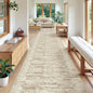 3x18 Washable Runner Rug for Hallway, Non-Slip Long Hallway Runner for Entryway, Soft Vintage Kitchen Mats for Floor, Abstract Dining Room, Bedroom, Living Room Rugs(3'x18', Brown/Ivory)