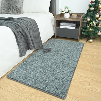 AROGAN Small Washable Area Rugs for Bedroom, 2×4 Runner Rug with Memory Foam for Hallway, Non Slip Fluffy Carpet Indoor Rug Runner for Kitchen, Bedside, Entryway Bathroom Home Decor, Grey