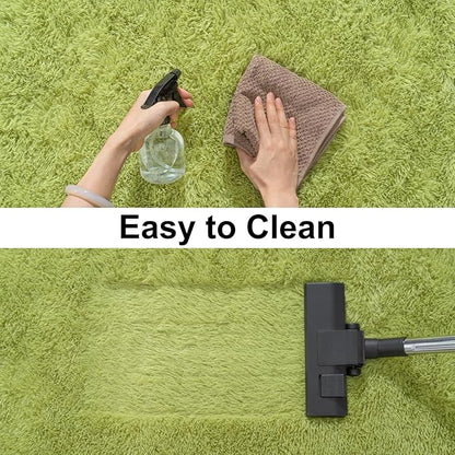 Soft Runner Rugs for Bedroom Hallways, 2x4 Grass Green Fluffy Shag Throw Area Rug Non Slip for Bedside Dorm, Long Shaggy Furry Carpet for Nursery Living Room