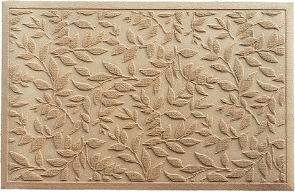 Beige Leaves Outdoor Indoor Entrance Doormats, Absorbent Durable Heavy Duty Welcome Front Door Mat,Thick Natural Rubber Back,Easy Clean Entryway Mat 23x35 Inch, Low Profile