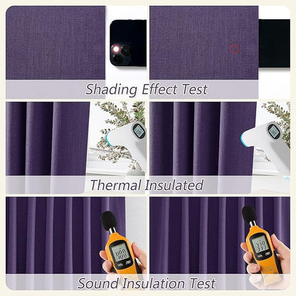 Guken 100% Blackout Curtains 102 Inch Length 2 Panels Set for Living Room Bedroom Back Tab Thermal Insulated Black Out Linen Drapes Room Darkening New Purple,52x102