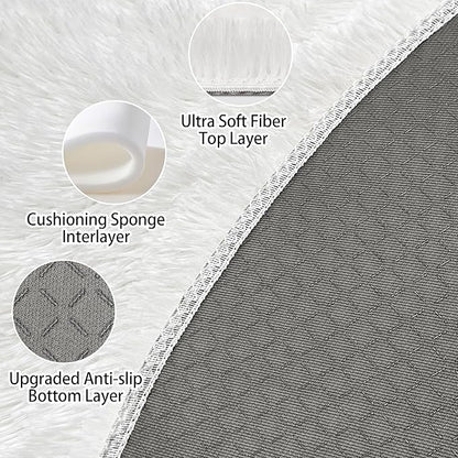 6x6 ft Tie Dye White Round Rug for Bedroom Room Fluffy Circle Rug Furry Carpet Shaggy Circular Fuzzy Washable Non-Slip Large Area Rug Soft Indoor for Living Room Cute Aesthetic Home Decor