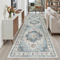 Madane 3x12 Hallway Runner Rug - Non Slip Washable 12ft Runner for Hallways Soft Vintage Kitchen Rugs Low-Pile Carpet Runner for Entryway Bathroom Thin Floor Mat for Bedroom Dining Room, Blue