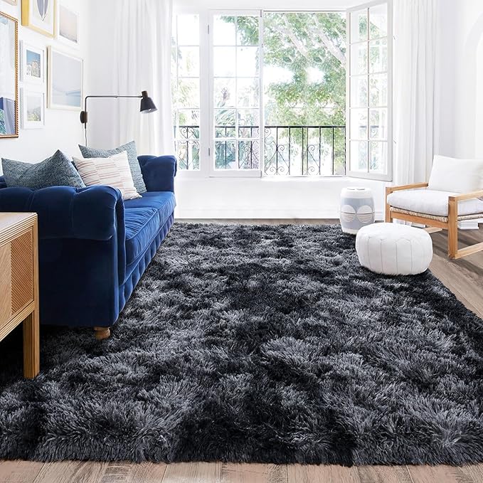 Rugs for Living Room 10x14, Soft Shaggy Modern Shag Area Rug for Bedroom, Upgrade Non-Slip Plush Fluffy Carpet for Kids Boys Girls Room Home Decor Aesthetic,Dark Grey
