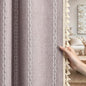 Purple Boho Blackout Curtains 2 Panels 84 Inch for Living Room Bedroom, Purple Linen Texture Farmhouse Curtains with Tassels and White Cotton Embroidery Vintage Rustic Country Western