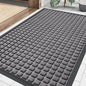 Smiry Front Door Mat Outside Entrance, Heavy Duty Natural Rubber Doormat, Non Slip, Trap Dirt and Moisture, Easy Clean, Low Profile Welcome Floor Mats for Indoor Outdoor Entry, 35x23 Inch, Mix Grey