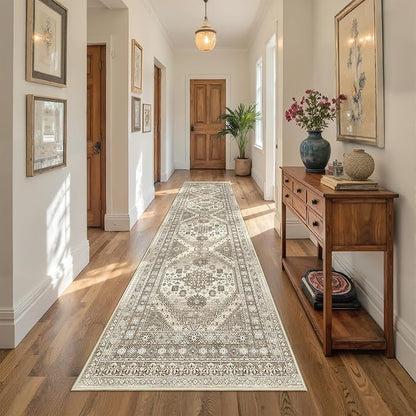 Kitchen Runner Rug Non Slip Washable 2.5x10, Soft Ultra-Thin Entryway Rug Runners for Hallways, Carpet Runner for Living Room,Kitchen, Laundry, Bathroom(Brown,2.5'x10')