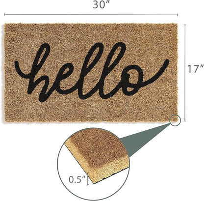 Barnyard Designs Doormat Welcome Mat for Outdoors, Large Front Door Entrance Mat, Brown (Hello, 30x17)