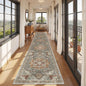 Hallway Runner Rug 2x12, Extra Long Washable Runner Rugs with Rubber Backing, Non Slip Runner, Vintage Rug Runners for Kitchen Laundry Room Entryway (Grey/Brown/Tan,2'x12')