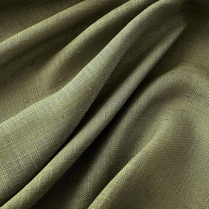 MIULEE Light Olive Green Linen Curtains 63 Inch Length 2 Panels for Bedroom Living Room, Soft Linen Textured Natural Kitchen Window Drapes Semi Sheer Light Filtering Back Tab Rod Pocket Burlap Look