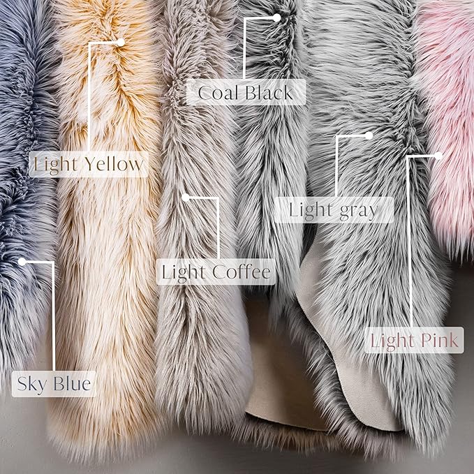 Ashler Faux Fur Rug - Fluffy Shaggy Area Rug, Ultra Soft 3 x 3 Feet Round, Frosted Bottom Gray Fuzzy Rug, Machine Washable, Nursery Decor Throw Rugs for Bedroom, Kids Room, Living Room