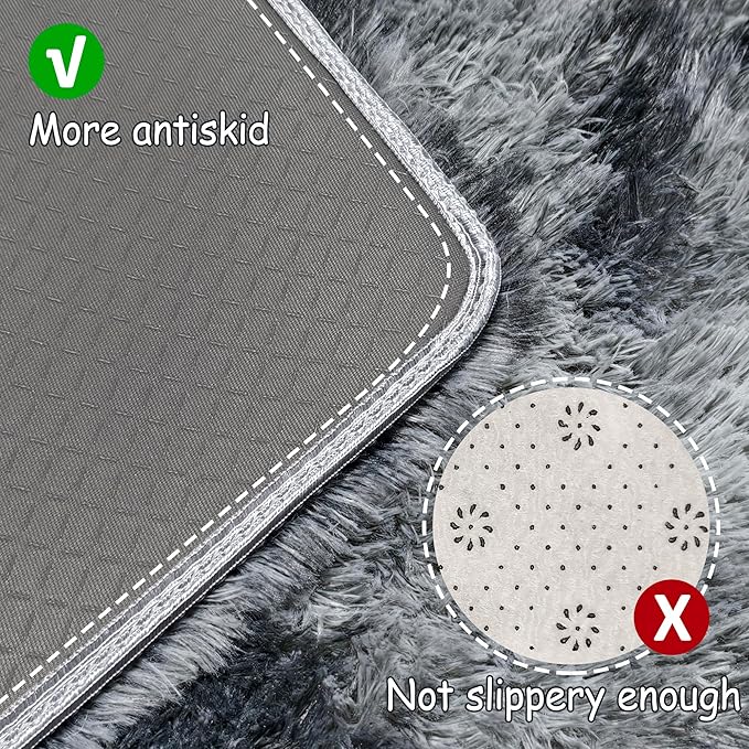 Tie-Dyed Dark Grey 3x10 Machine Washable Runner Rugs for Hallway Soft Fluffy Shaggy Bedside Rugs for Bedroom Living Room Indoor Floor Carpet for Kids Girls and Boys Nursery Rooms Home Decor Aesthetic