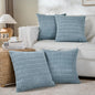 Fancy Homi 4 Packs Boho Light Blue Decorative Throw Pillow Covers 26x26 Inch for Couch Bed Sofa, Rustic Modern Farmhouse Home Decor, Soft Plush Corduroy Cute Square Cushion Case 66x66 cm