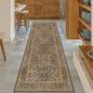 Non Slip 2x8 Gold Brown Long Runner Rug, Washable Runner Rug for Hallway, Bathroom, Entryway Rug, Stain Resistant Kitchen Floor Mat - Vintage Floral Indoor Décor, Low Pile Soft Carpet