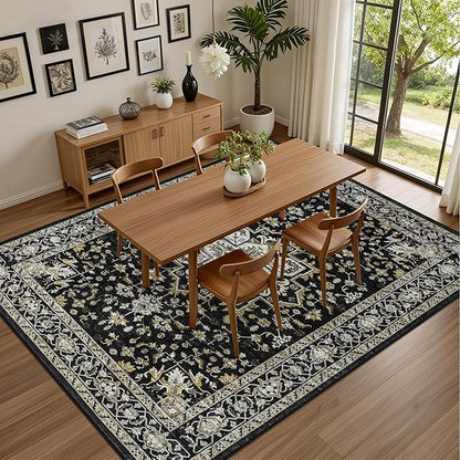 Area Rugs 10x14 Living Room Rug: Washable Rug Soft Vintage Boho Carpet Indoor Floor Non-Slip Stain Resistant Large Carpets for Bedroom Dining Room Farmhouse Nursery Home Office Beige