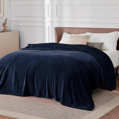 Bedsure GentleSoft Fleece Bed Blankets Full Size Navy - Soft Lightweight Plush Fuzzy Cozy Luxury Blanket Microfiber, 84x90 inches