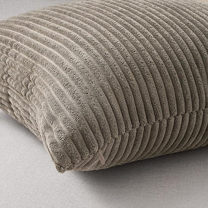 Topfinel 4 Packs Natural Decorative Throw Pillows Covers 22x22 Inch for Living Room Couch Bed Sofa, Rustic Farmhouse Boho Neutral Home Decor, Soft Plush Striped Corduroy Square Cushion Case 40x40 cm