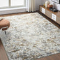 Toneed Abstract Area Rug Modern Washable Rug Soft Non Slip Rug Low Pile for Bedroom Living Room Dining Room Brown Grey Gold 3x5 Feet