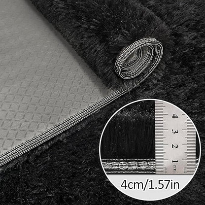 2x6 Bedside Area Rugs for Bedroom Soft Fluffy Shag Black Rug for Hallway Non-Slip Fuzzy Plush Living Room Rug Indoor Floor Carpet for Kids Rooms Dorm Nursery Modern Home Aesthetic Decor
