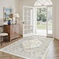 3x5 Washable Area Rug for Entryway, Kitchen Rugs Non Slip for Dining Room, Vintage Floral Soft Living Room Rug, Thin Area Rug Indoor for Bedroom, Kids Room Decor(Beige,3'x5')