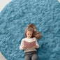 OLANLY Slate Blue Round Rugs for Bedroom - Machine Washable, 7 ft Circle Area Rugs for Living Room, Soft and Fluffy Shaggy Carpet for Teen Girl and Boys, Nursery Rooms, Dorms, Home Decor Aesthetic