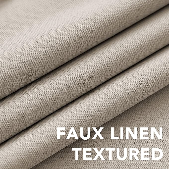 H.VERSAILTEX 100% Blackout Curtains for Bedroom Thermal Insulated Linen Textured Curtains Heat and Full Light Blocking Drapes Living Room Curtains 2 Panel Sets, Cobblestone, 52x63 Inch