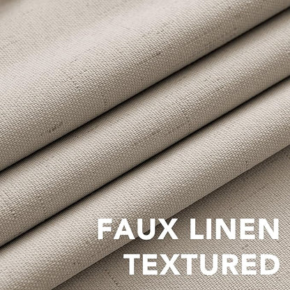 H.VERSAILTEX 100% Blackout Curtains for Bedroom Thermal Insulated Linen Textured Curtains Heat and Full Light Blocking Drapes Living Room Curtains 2 Panel Sets, Cobblestone, 42x63 Inch