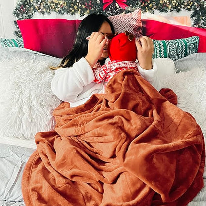 Bedsure GentleSoft Twin XL Fleece Blanket Dorm Bedding - Lightweight Soft Cozy Blankets for Bed, Sofa, Couch, Travel, Camping, Dark Orange, 66"x90"