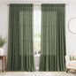 Extra Wide 100x96 Inch Linen Curtains for Living Room Divider Light Filtering Semi Sheer Patio Curtains for Sliding Door Olive Green Coastal Decor Sunroom Floor to Ceiling Window Curtain Panel