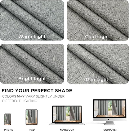 Joydeco Blackout Curtains for Bedroom - 72 Inch Long 100% Light Blocking 2 Panels Light Grey Drapes, Thermal Insulated Room Darkening Curtains, Linen Textured for Living Room, Rod Pocket & Back Tabs