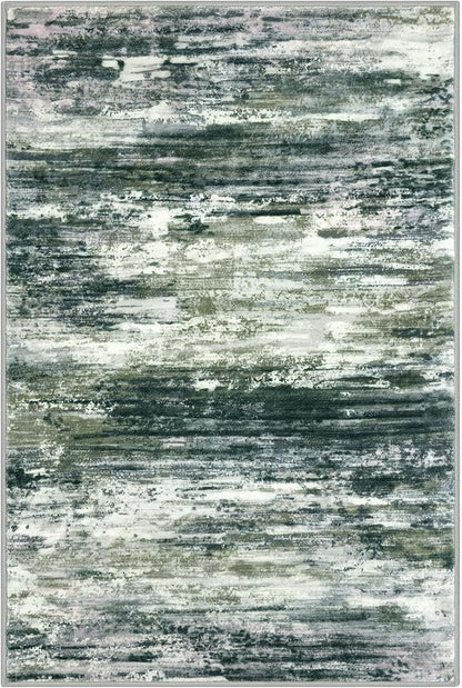 KOZYFLY Small Area Rug 2x3 Rug Entryway Rugs Modern Abstract Indoor Non-Slip Machine Washable Rug Green Yellow, Dining Room Rug with Soft Low Pile for Living Room Bath Office Small Carpet Floor Mats