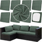 8Pcs Outdoor Cushion Covers, Patio Cushion Covers,Stretch Elastic Slipcovers, Replacement Washable Furniture Protector for Patio Couch,Thick Jacquard Textured Twill Fabric(Matcha Green,Cover Only)