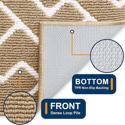 OLANLY Front Door Mat, Non-Slip Rubber Backing, Dirt Resistant and Absorbent, Washable, Easy to Clean Low-Profile Indoor Doormat for Back Door, Entryway, Inside Entrance, 48x32, Beige