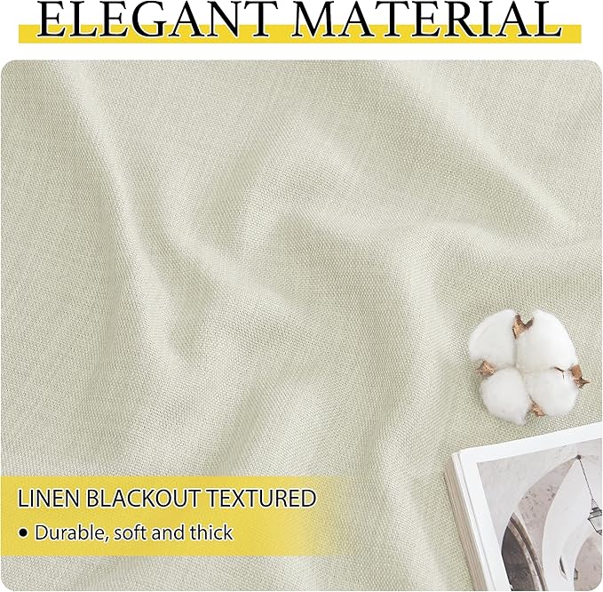 NICETOWN Natural Linen Room Darkening Curtain Valances for, Grommet Faux Linen Blend Short Curtains Thermal Insulated Window Tiers for Kitchen Over Sink, W52 x L30, Set of 2