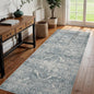 Washable 3x8 Runner Rug - Non-Slip Vintage Runner Rug for Entryway Low-Pile Medallion Long Rugs for Hallway Waterproof Traditional Runner Rug Indoor Thin Rug for Kitchen (Muted Blue)