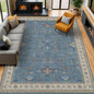 Hazo Haus Blue Big Rugs for Living Room - Dusty Blue 10x12 Area Rug for Large Bedroom, Dining Room, Washable Lightweight Foldable Floral Modern Home Décor