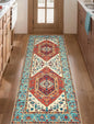 SERISSA Boho Washable Runner Rug, 2x5 Rug Runner Non-Slip Vintage Orange Hallway Kitchen Runner Rug Ultra Soft Print Distressed Tribal Floor Carpet Runner for Bedroom Bathroom Laundry Living Room