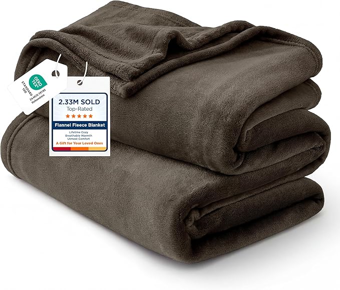 Bedsure GentleSoft Fleece Blanket Twin Size Brown - 300GSM Lightweight Plush Fuzzy Cozy Soft Warm Blanket for Bed, Sofa, Couch, Travel, Camping, 60x80 inches